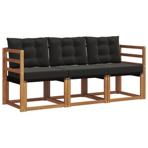 vidaXL Conjunto de sof&aacute;s de exterior 3 uds. Natural y negro