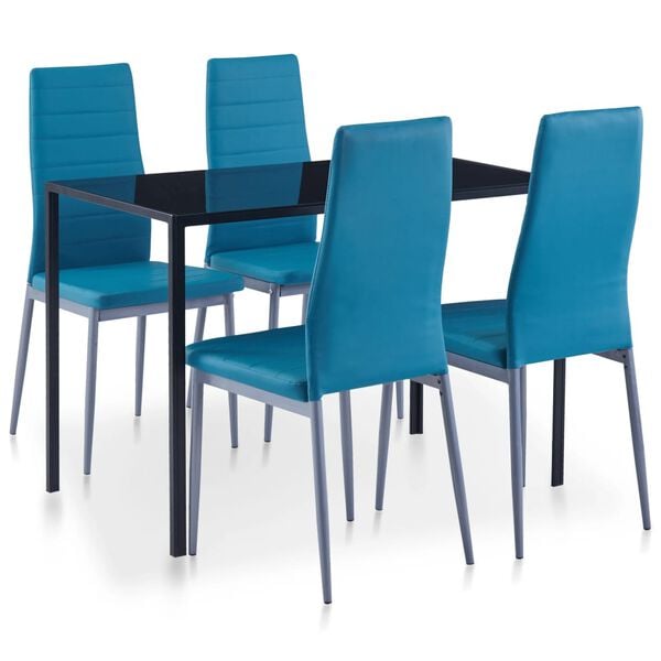 vidaXL Conjunto de mesa y sillas de comedor 5 piezas azul