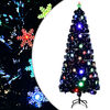 vidaXL &Aacute;rbol de Navidad copos de nieve LED fibra &oacute;ptica negro 240 cm
