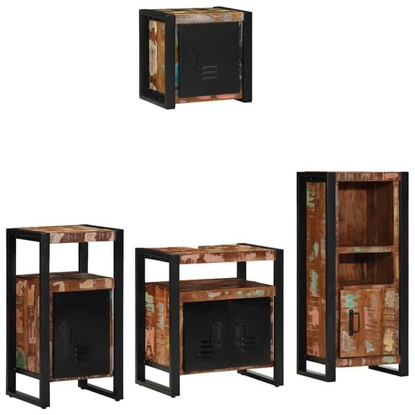 vidaXL Juego de muebles de ba&ntilde;o 4 pcs Madera s&oacute;lida recuperada