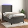 vidaXL Cama box spring colch&oacute;n y LED terciopelo gris oscuro 90x190 cm