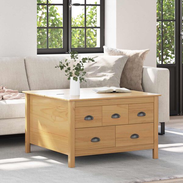 vidaXL Mesa de Caf&eacute; con caj&oacute;n Marr&oacute;n miel 79.5 x 79.5 x 49 cm