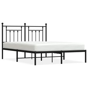 vidaXL Estructura cama sin colch&oacute;n con cabecero metal negro 140x190 cm