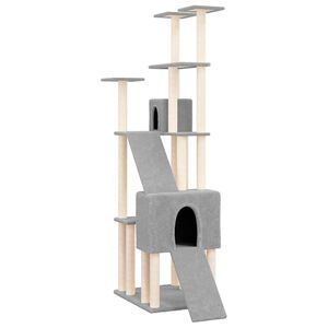 vidaXL Rascador para gatos con postes de sisal gris claro 190 cm