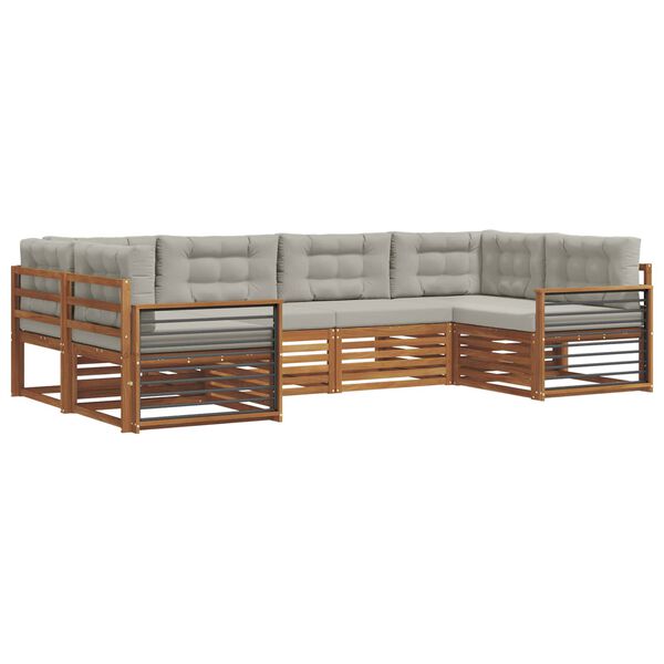 vidaXL Conjunto de sof&aacute;s de exterior 6 pcs Gris Natural y Claro