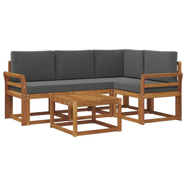 vidaXL Conjunto de sof&aacute;s de exterior 5 pcs Natural y Antracita