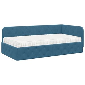 vidaXL Estructura de cama en esquina Azul 90 x 200 cm Terciopelo