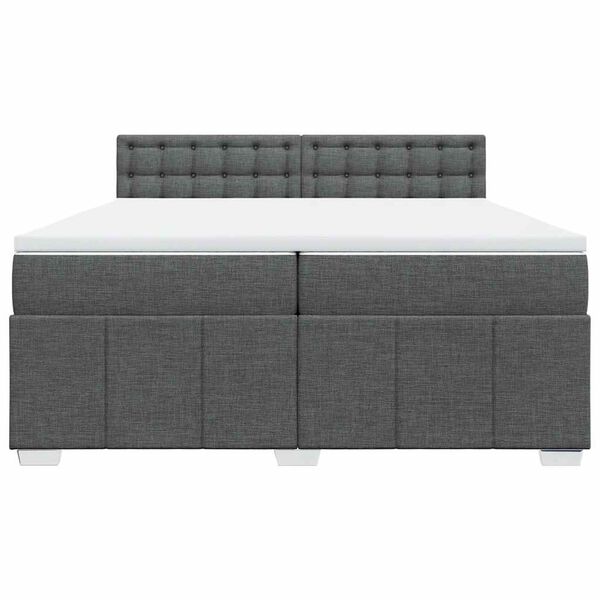 vidaXL Cama box spring con colch&oacute;n tela gris oscuro 200x200 cm