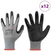 vidaXL Guantes de Trabajo 12 pcs Gris y Negro 7 / S Poli&eacute;ster