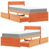 vidaXL Cama con cajones y colch&oacute;n madera pino marr&oacute;n cera 90x190 cm