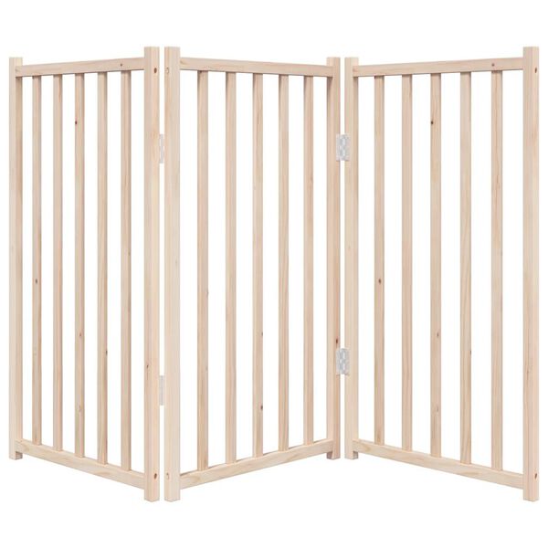 vidaXL Puerta para perros plegable de 3 paneles, 150 cm, madera maciza de abeto