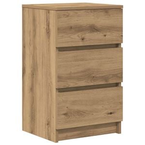 vidaXL Mesilla de noche con 3 cajones roble artesanal 39x35x65 cm