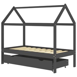 vidaXL Estructura de cama infantil y caj&oacute;n madera pino gris 80x160cm