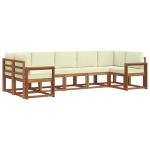 vidaXL Conjunto de sof&aacute;s de exterior con coj&iacute;n 7 pcs Natural y Crema
