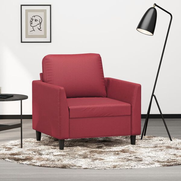 vidaXL Sill&oacute;n cuero sint&eacute;tico rojo tinto 60 cm