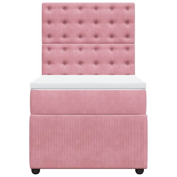 vidaXL Cama box spring con colch&oacute;n terciopelo rosa 80x200 cm