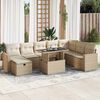 vidaXL Set de sof&aacute;s de jard&iacute;n con cojines 9 pzas rat&aacute;n sint&eacute;tico beige