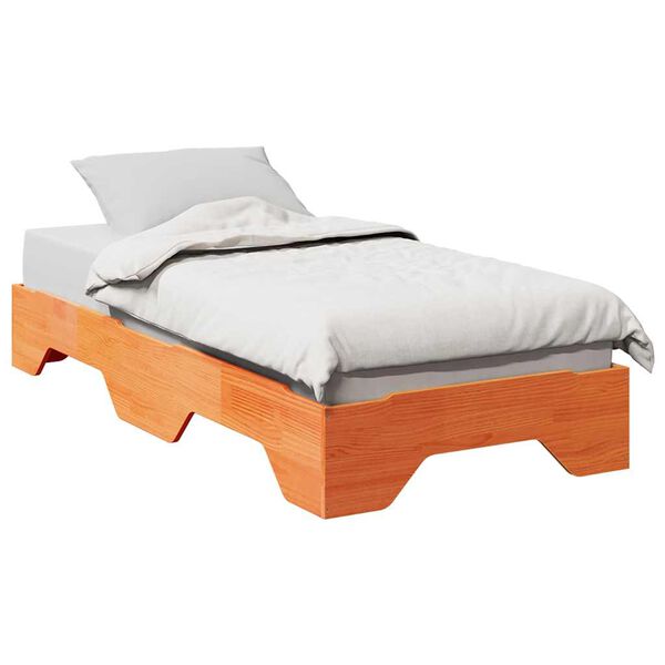 vidaXL Estructura de cama apilable sin colch&oacute;n marr&oacute;n cera 100x200 cm
