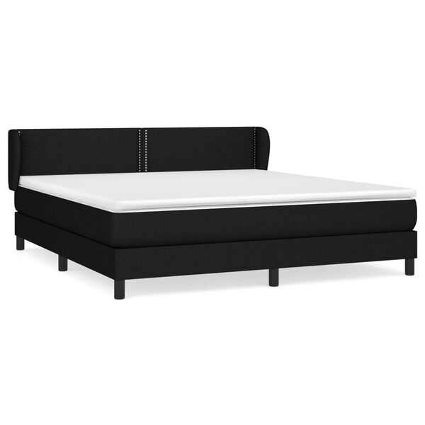 vidaXL Cama box spring con colch&oacute;n tela negro 160x200 cm