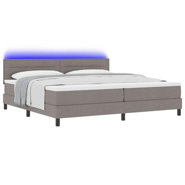 vidaXL Cama tipo Box Spring con colch&oacute;n Taup&eacute; 200 x 200 cm tela