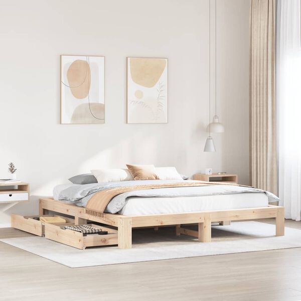 vidaXL Estructura de cama sin colch&oacute;n madera maciza de pino 200x200 cm