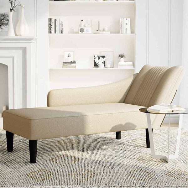 vidaXL Chaise longue con reposabrazos derecho tela crema
