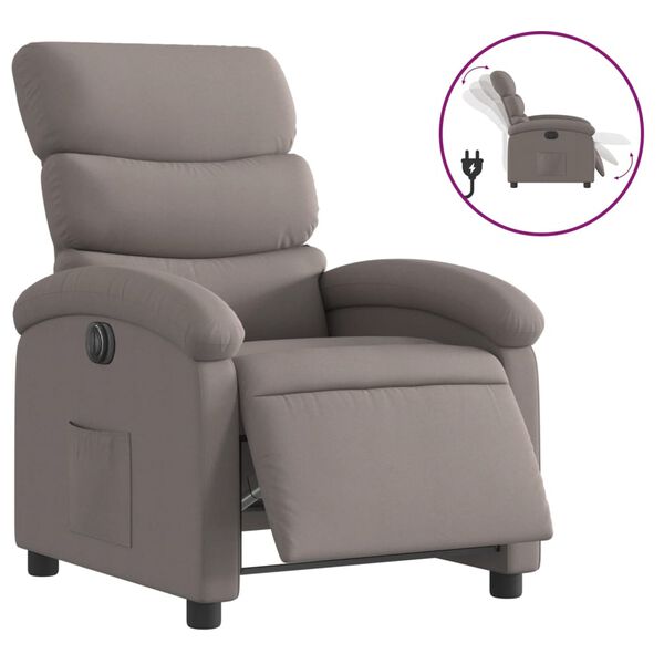 vidaXL Sillón reclinable eléctrico tela gris taupé