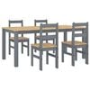 vidaXL Juego de comedor PANAMA 5 pzas madera maciza de pino gris