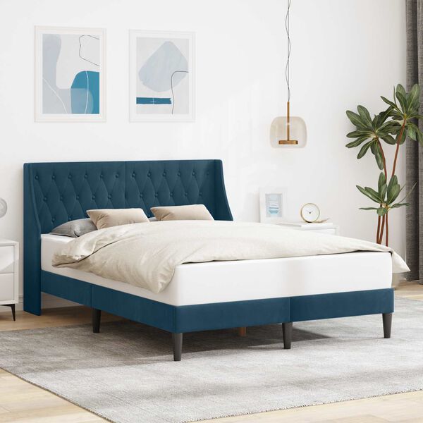 vidaXL Estructura de cama con cabecera Azul 120 x 190 cm Terciopelo