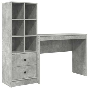 vidaXL Escritorio Gris Concreto 145,5 x 40 x 127 cm 2 uds.