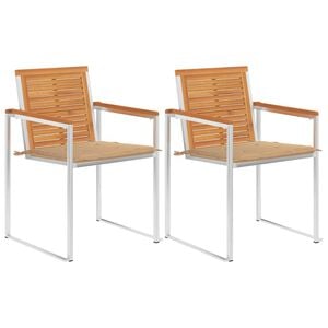 vidaXL Sillas de jard&iacute;n con cojines 2 uds madera maciza acacia y acero
