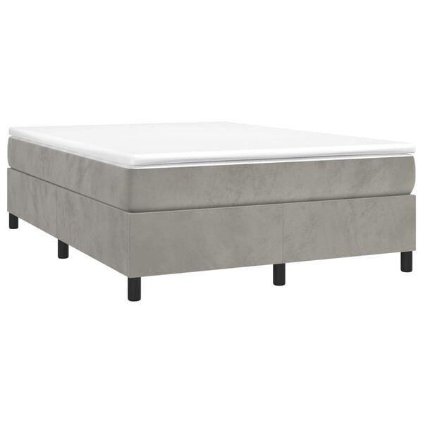 vidaXL Cama box spring con colch&oacute;n terciopelo gris claro 140x200 cm