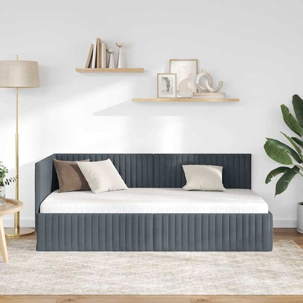 vidaXL Estructura de cama en esquina Gris oscuro 90 cm x 190 cm