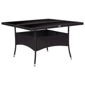 vidaXL Mesa de comedor de jard&iacute;n rat&aacute;n sint&eacute;tico y vidrio negro