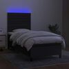 vidaXL Cama box spring colch&oacute;n y luces LED tela negro 90x190 cm
