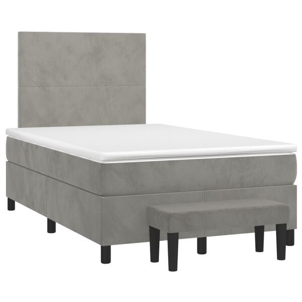 vidaXL Cama box spring con colch&oacute;n terciopelo gris claro 120x200 cm