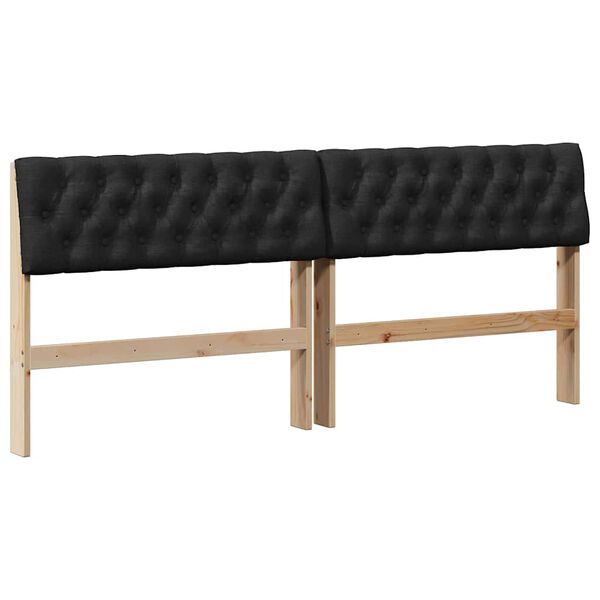 vidaXL Cabecero tapizado Negro 180 cm Madera de pino macizo