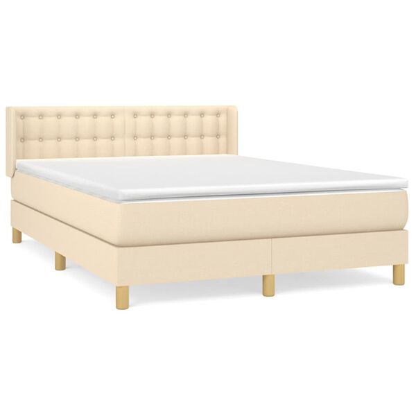 vidaXL Cama box spring con colch&oacute;n tela color crema 140x190 cm