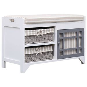 vidaXL Banco de recibidor de madera de Paulownia blanco 70x33,5x45 cm