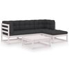 vidaXL Juego de muebles de jard&iacute;n 5 pzas y cojines madera pino maciza