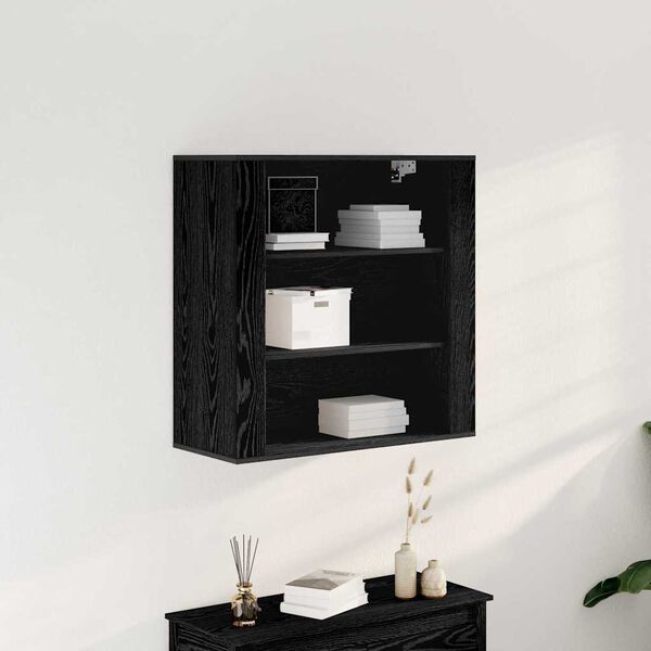 vidaXL Mueble de pared con estante Roble Negro 80 x 33 x 80 cm