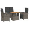 vidaXL Juego de comedor de jard&iacute;n 4 piezas con cojines rat&aacute;n PE gris