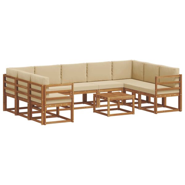 vidaXL Conjunto de sof&aacute;s de exterior con coj&iacute;n 10 pcs Natural y Beige