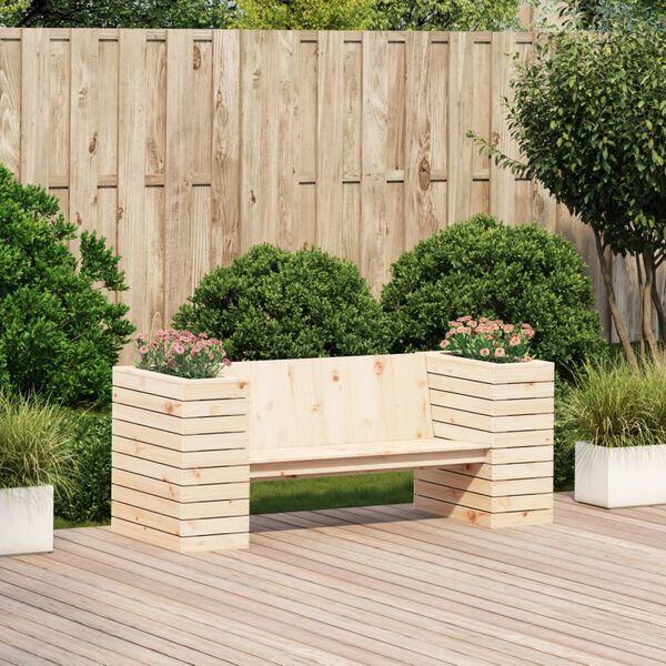 vidaXL Banco con jardineras madera maciza de pino 167,5x60x65 cm