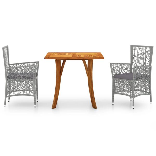 vidaXL Juego de comedor de jard&iacute;n de 3 piezas gris