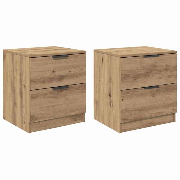 vidaXL Armario de Noche con caj&oacute;n 2 pcs Roble artesanal 45 x 39 x 50cm
