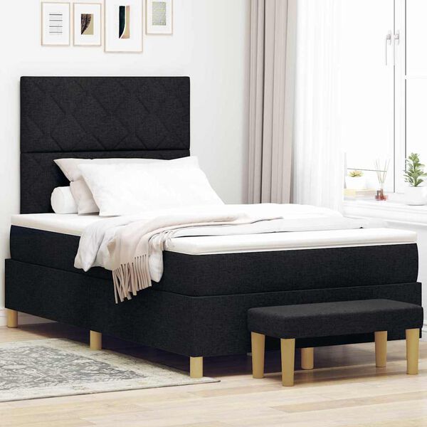 vidaXL Cama tipo Box Spring con colch&oacute;n Negro 120 x 190 cm tela