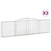 vidaXL Cestas de gaviones 3 uds forma de arco hierro 400x30x100/120 cm