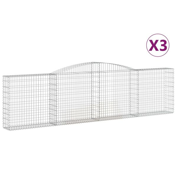 vidaXL Cestas de gaviones 3 uds forma de arco hierro 400x30x100/120 cm