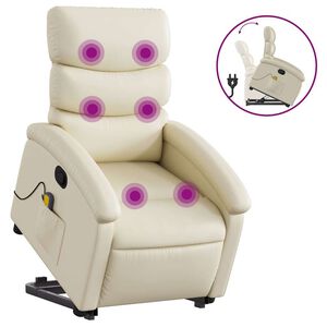 vidaXL Sill&oacute;n reclinable de masaje de pie cuero artificial color crema